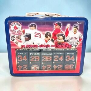 Vtg Sababa Toy Boston Red Sox MLB 28 Super Size Dominoes Metal Lunchbox Tin 2006